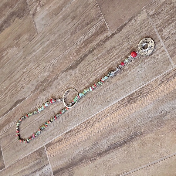 Vintage Vtg Native American Navajo Unakite Nugget Adjustable Length Necklace - Picture 12 of 13